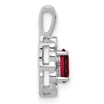 14k White Gold 1/10 Ct. Lab Grown Diamond VS/SI+ G+ and Lab Created Ruby Pendant