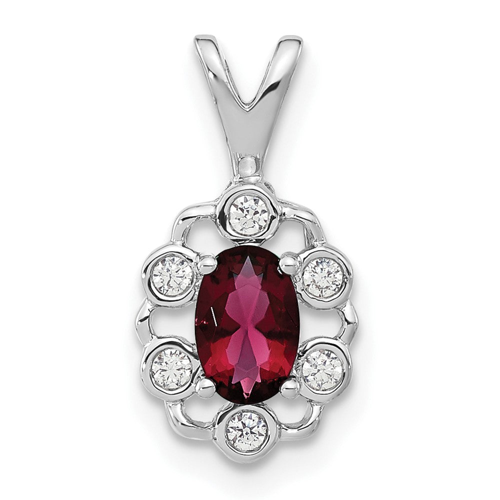 14k White Gold 1/10 Ct. Lab Grown Diamond VS/SI+ G+ and Lab Created Ruby Pendant