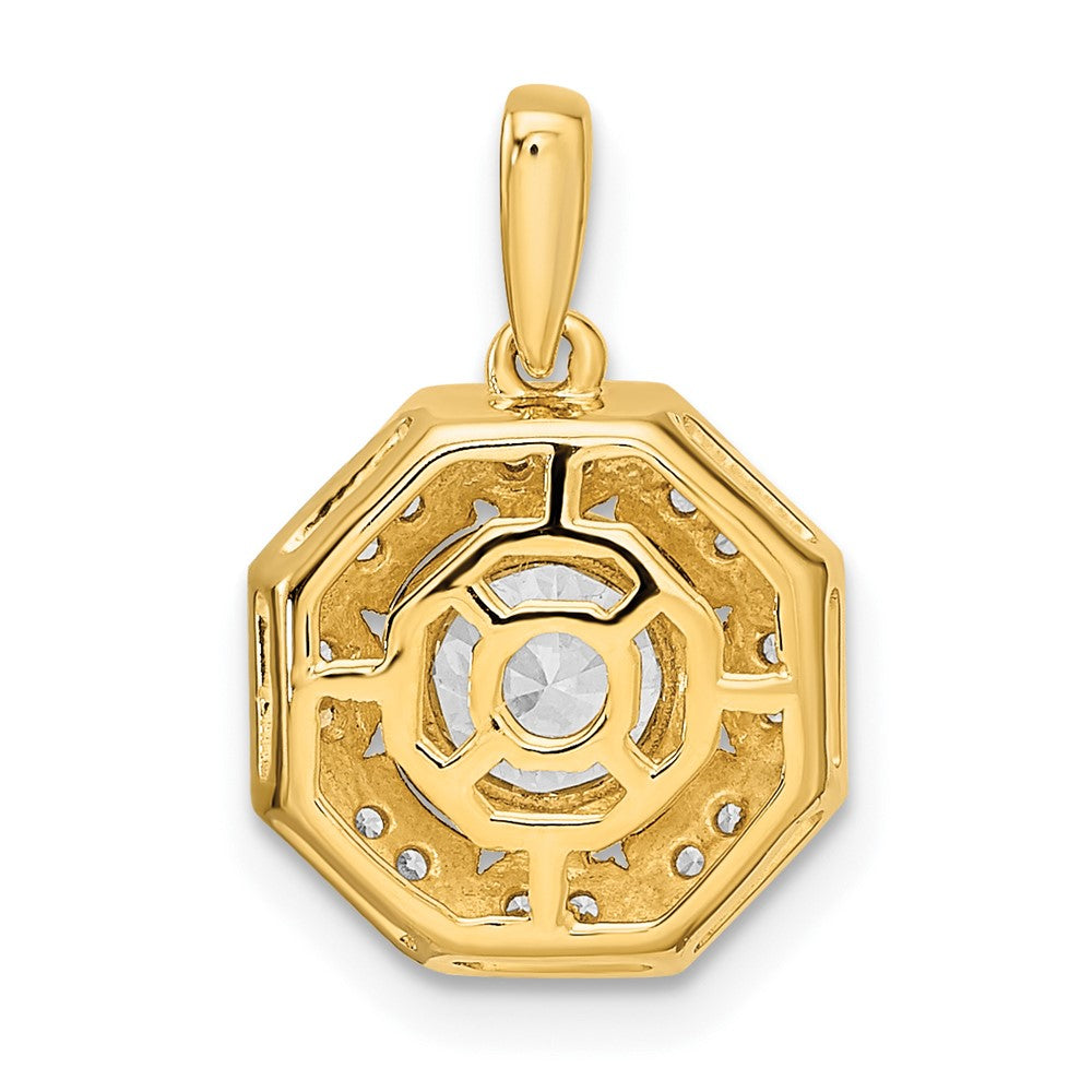 14K Two Tone 3/4 Carat Lab Grown Diamond Vs/Si+ G+ Octogon Halo Pendant