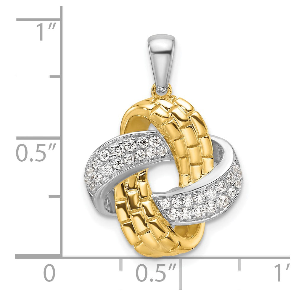 14k Two-tone Two Tone 1/5 Ct. Lab Grown Diamond VS/SI+ G+ Love Knot Pendant