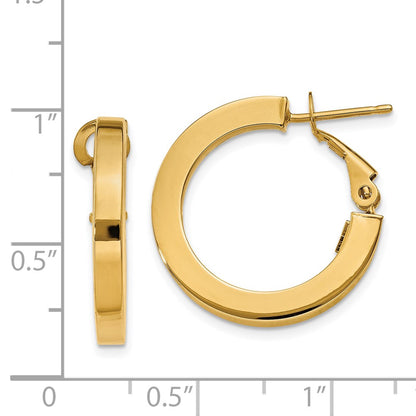 14K Yellow Gold 3mm Square Tube Round Hoop Earrings