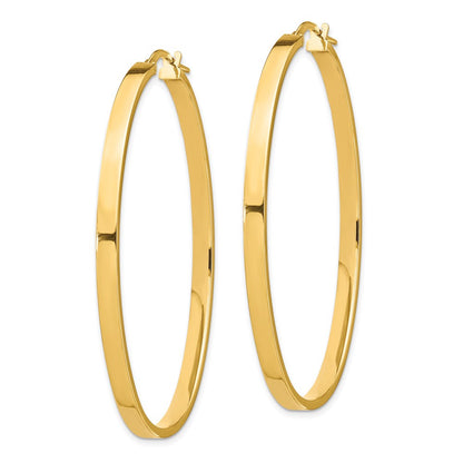 14K Yellow Gold 14Ky 3mm Polished Large Oval Hoop Earrings