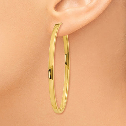 14K Yellow Gold 14Ky 3mm Polished Large Oval Hoop Earrings