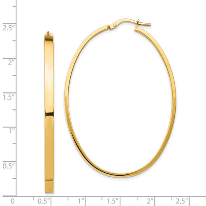 14K Yellow Gold 14Ky 3mm Polished Large Oval Hoop Earrings