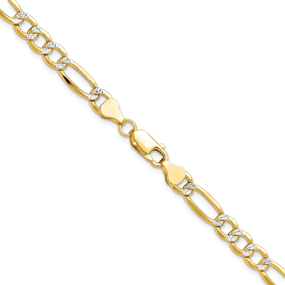 14K Yellow & Rhodium 6.5mm Semi-Solid With Pav Figaro Chain Necklace