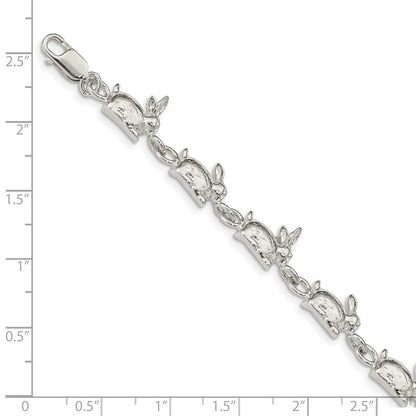 7 Inch Sterling Silver Rabbits Bracelet