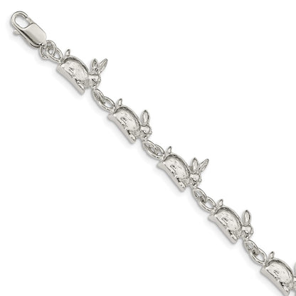7 Inch Sterling Silver Rabbits Bracelet