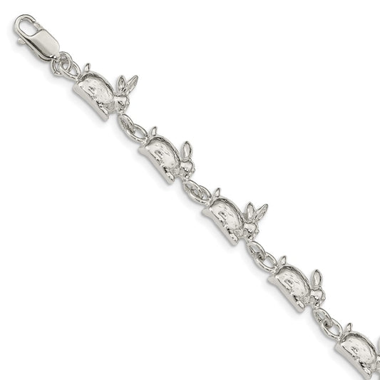 7 Inch Sterling Silver Rabbits Bracelet