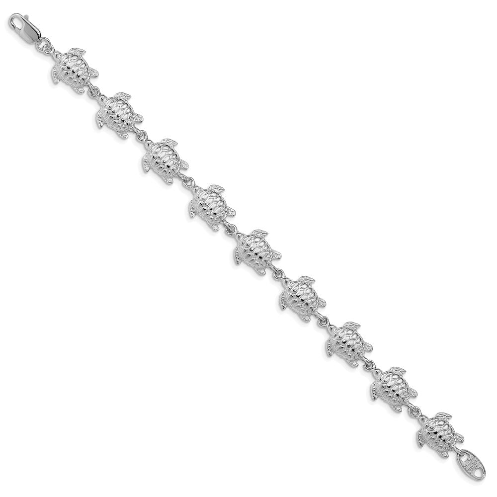 7 Inch Sterling Silver Sea Turtles Bracelet