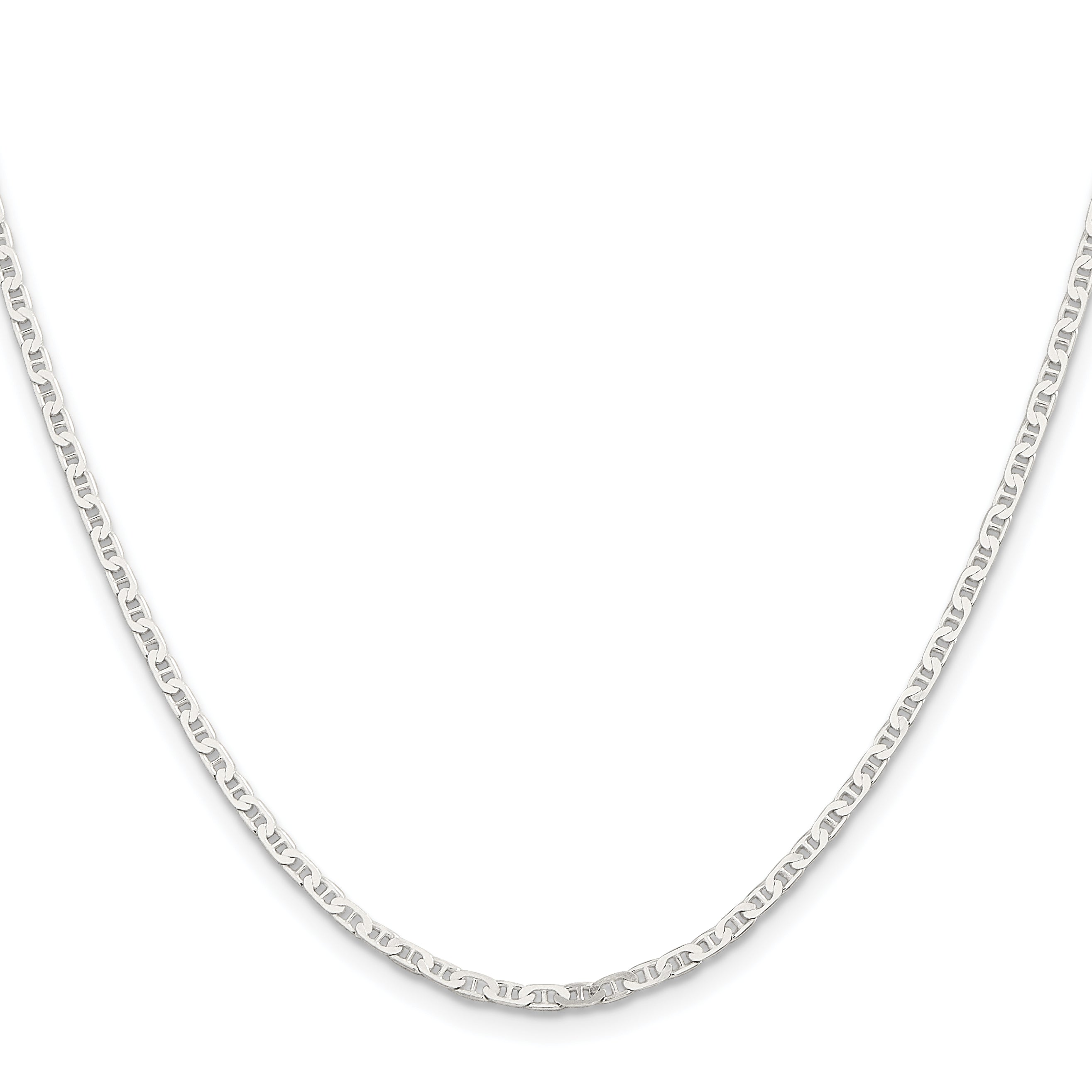 22 Inch Sterling Silver 2.1mm Flat Anchor Chain Necklace