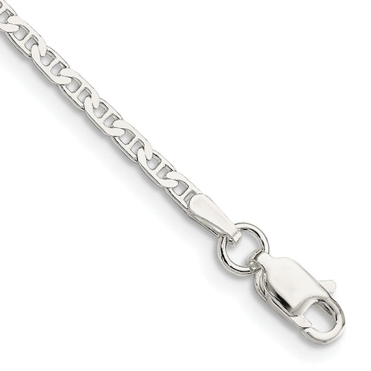 10 Inch Sterling Silver 2.1mm Flat Anchor Chain Anklet