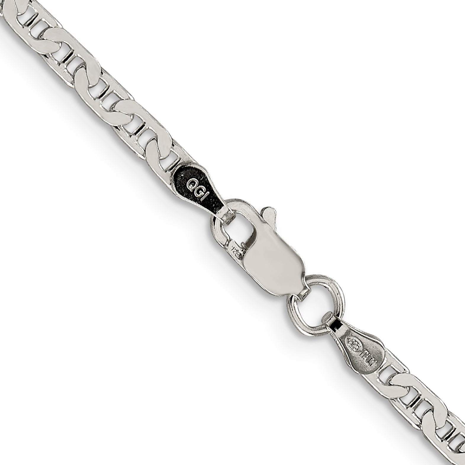 Sterling Silver 3mm Flat Anchor Chain Necklace