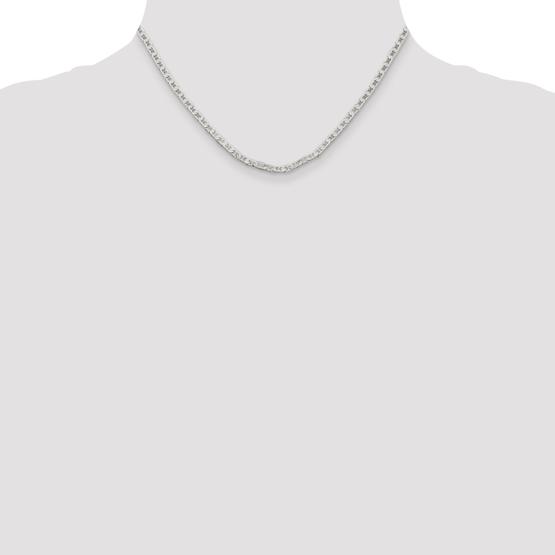 Sterling Silver 3mm Flat Anchor Chain Necklace
