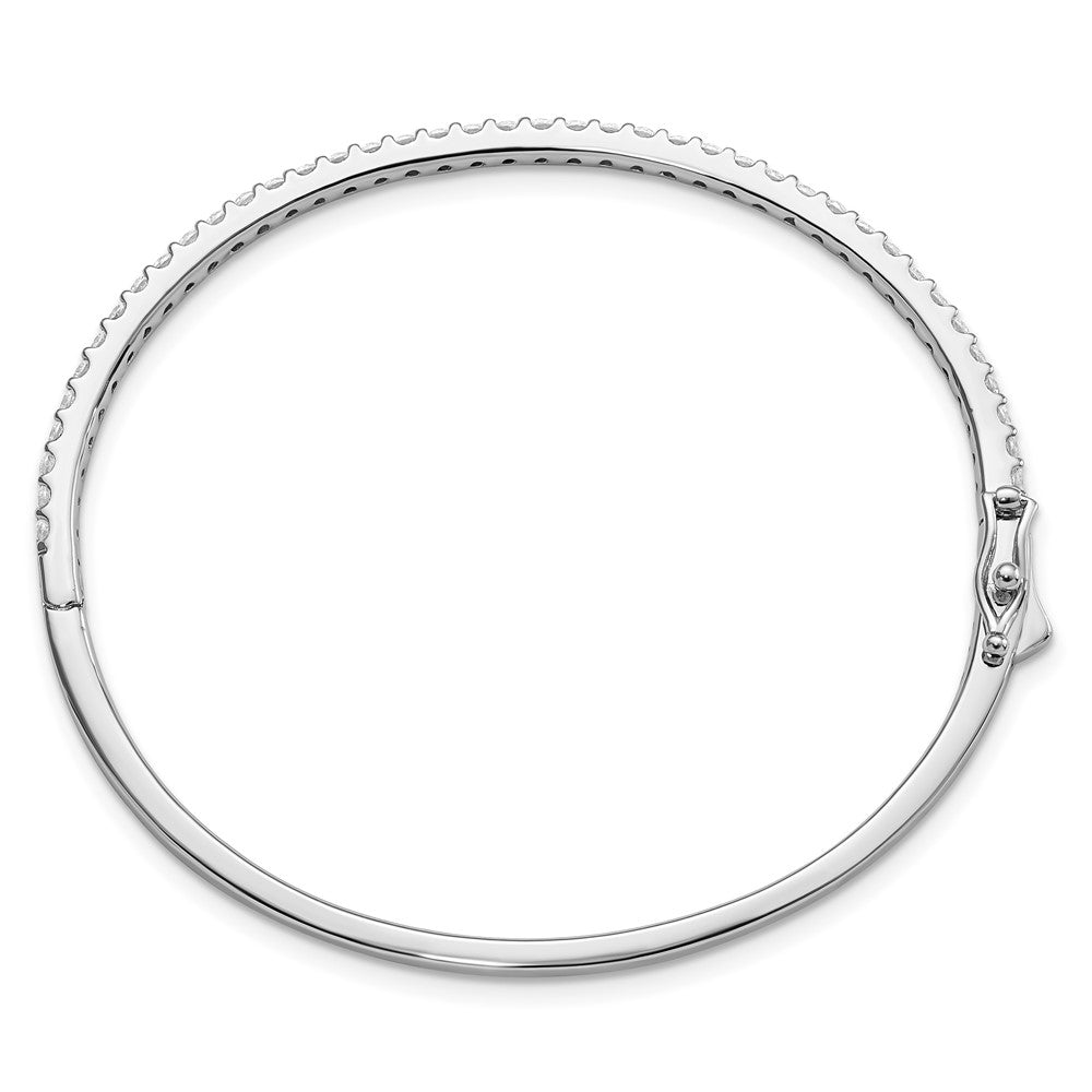 Sterling Silver Shimmer Rhodium-Plated 41 Stone Cz Hinged Bangle Bracelet