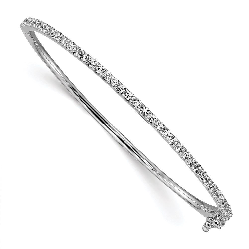 Sterling Silver Shimmer Rhodium-Plated 41 Stone Cz Hinged Bangle Bracelet