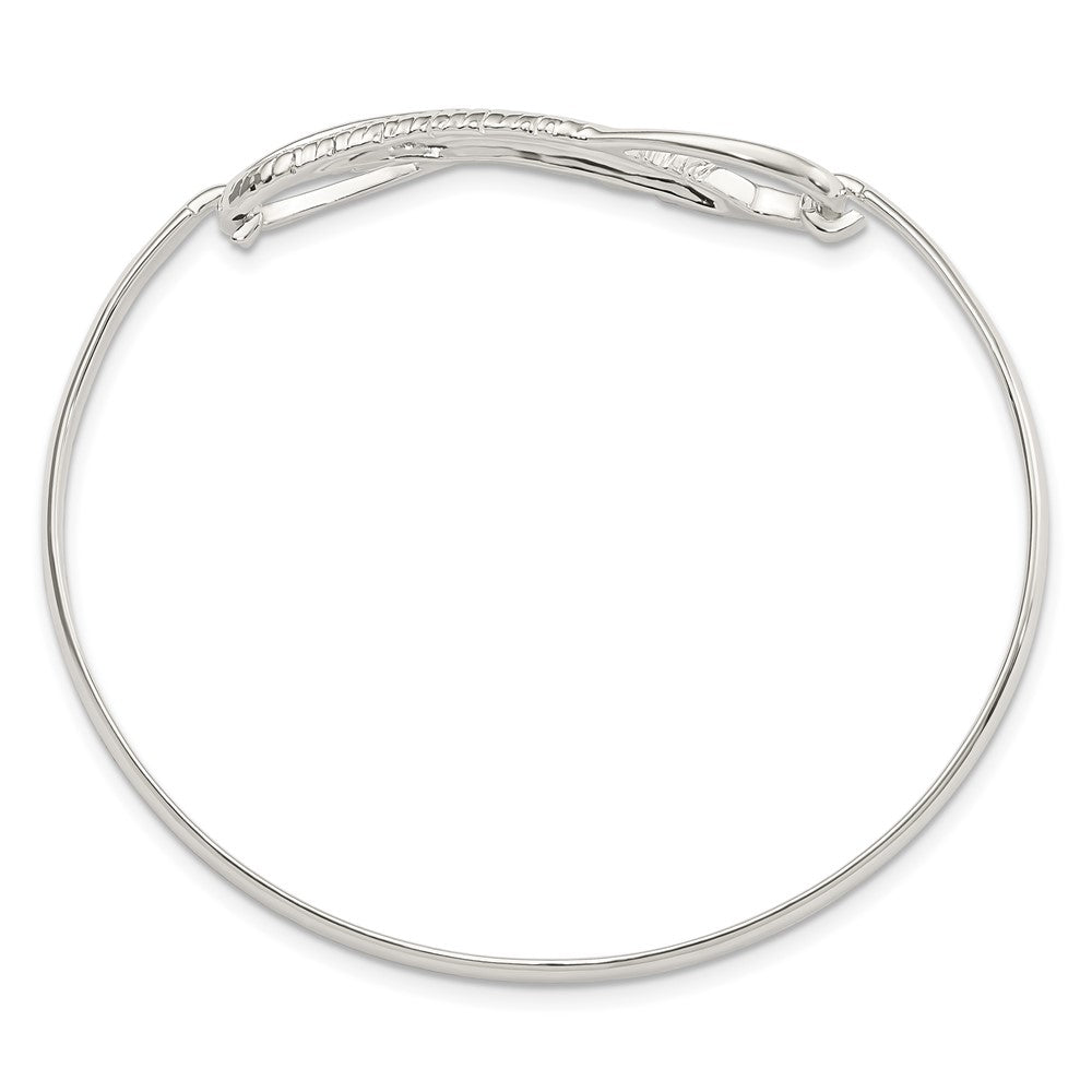 Sterling Silver Infinity W/Feather Bangle Bracelet