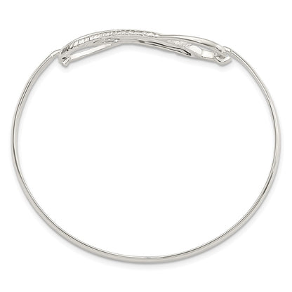 Sterling Silver Infinity W/Feather Bangle Bracelet