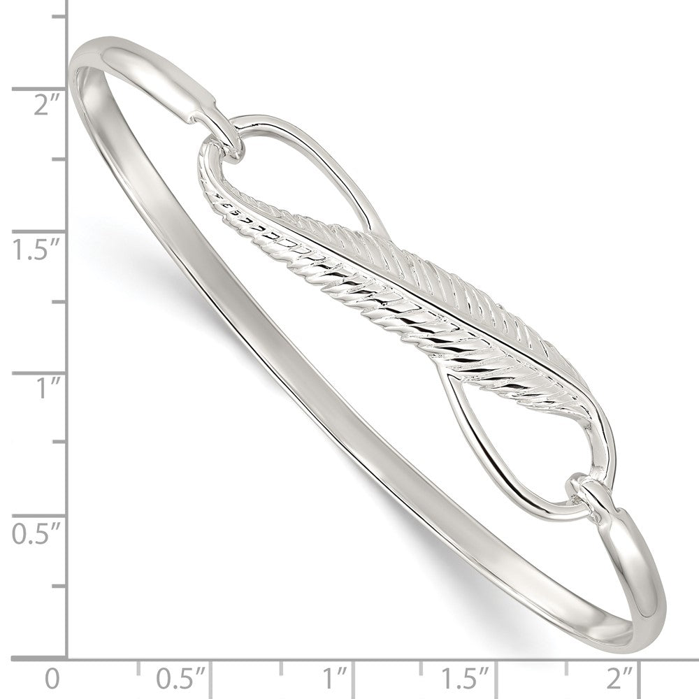 Sterling Silver Infinity W/Feather Bangle Bracelet