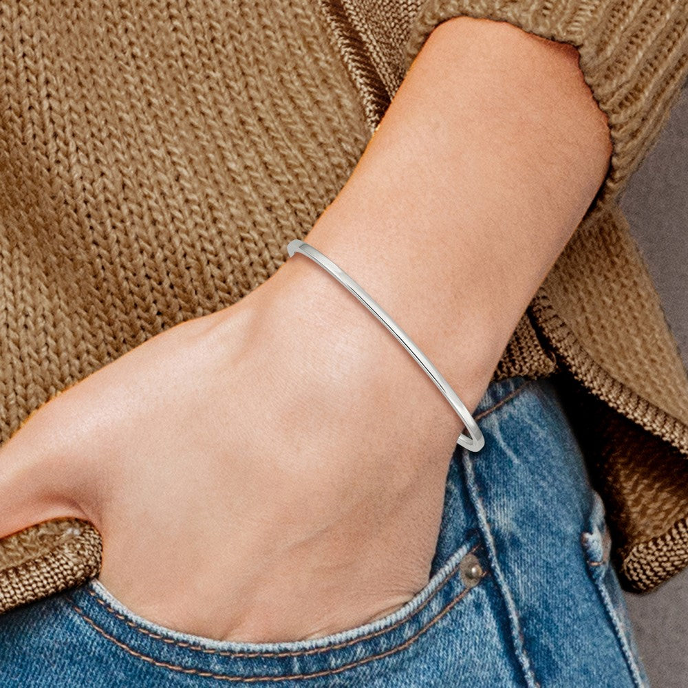 Sterling Silver 2mm Squared Edge Slip-On Bangle Bracelet