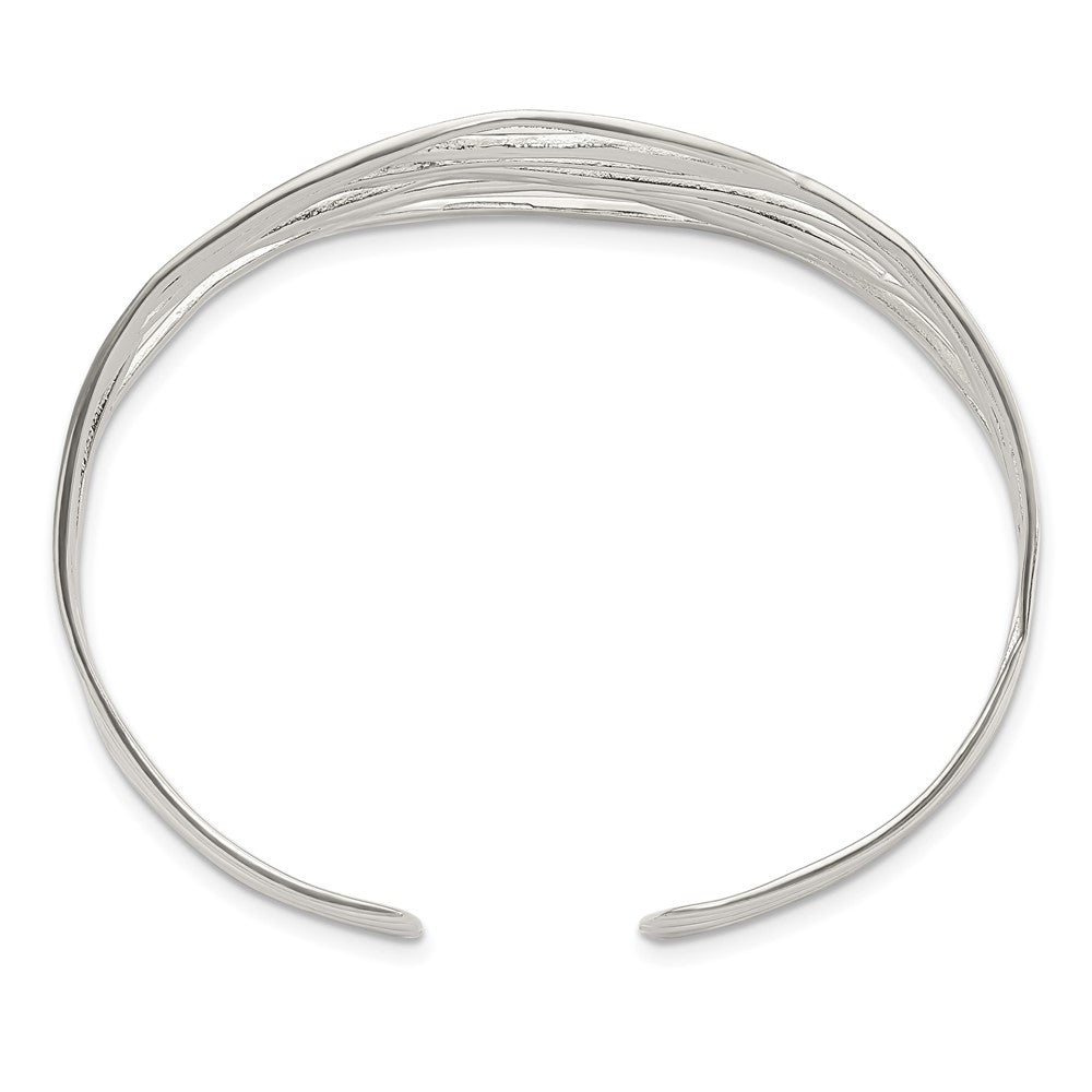 Sterling Silver Polished Multi-Strand Cuff Bangle