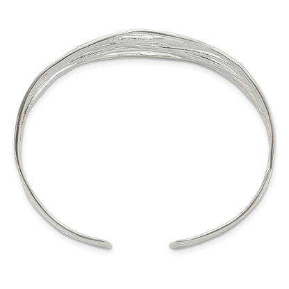 Sterling Silver Polished Multi-Strand Cuff Bangle