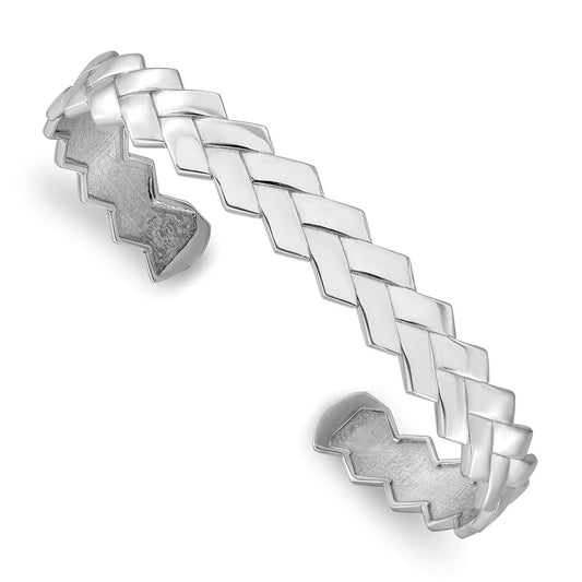 Sterling Silver Rhodium-Plated Polished Cuff Bangle