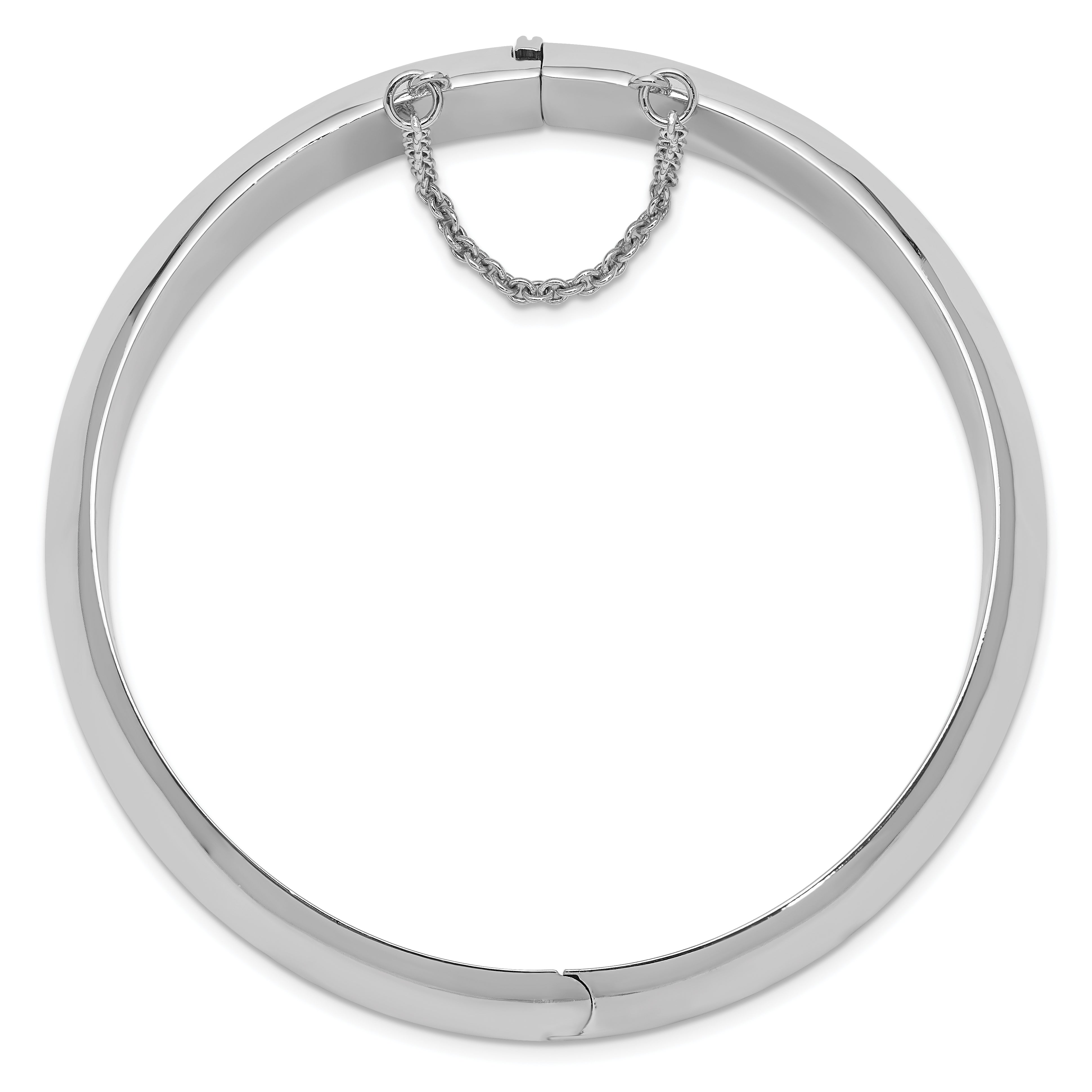 Sterling Silver Rhodium-Plated 15mm Fancy Hinged Bangle Bracelet