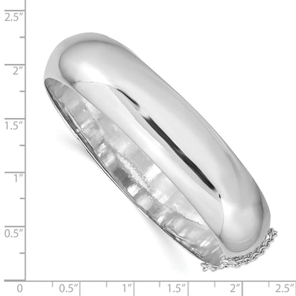 Sterling Silver Rhodium-Plated 15mm Fancy Hinged Bangle Bracelet