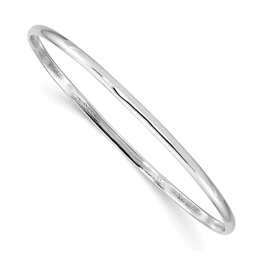 Sterling Silver Rh-Plated Polished 2mm Slip On Children'S Bangle Bracelet