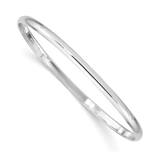 Sterling Silver Rh-Plated Polished 3mm Slip On Children'S Bangle Bracelet