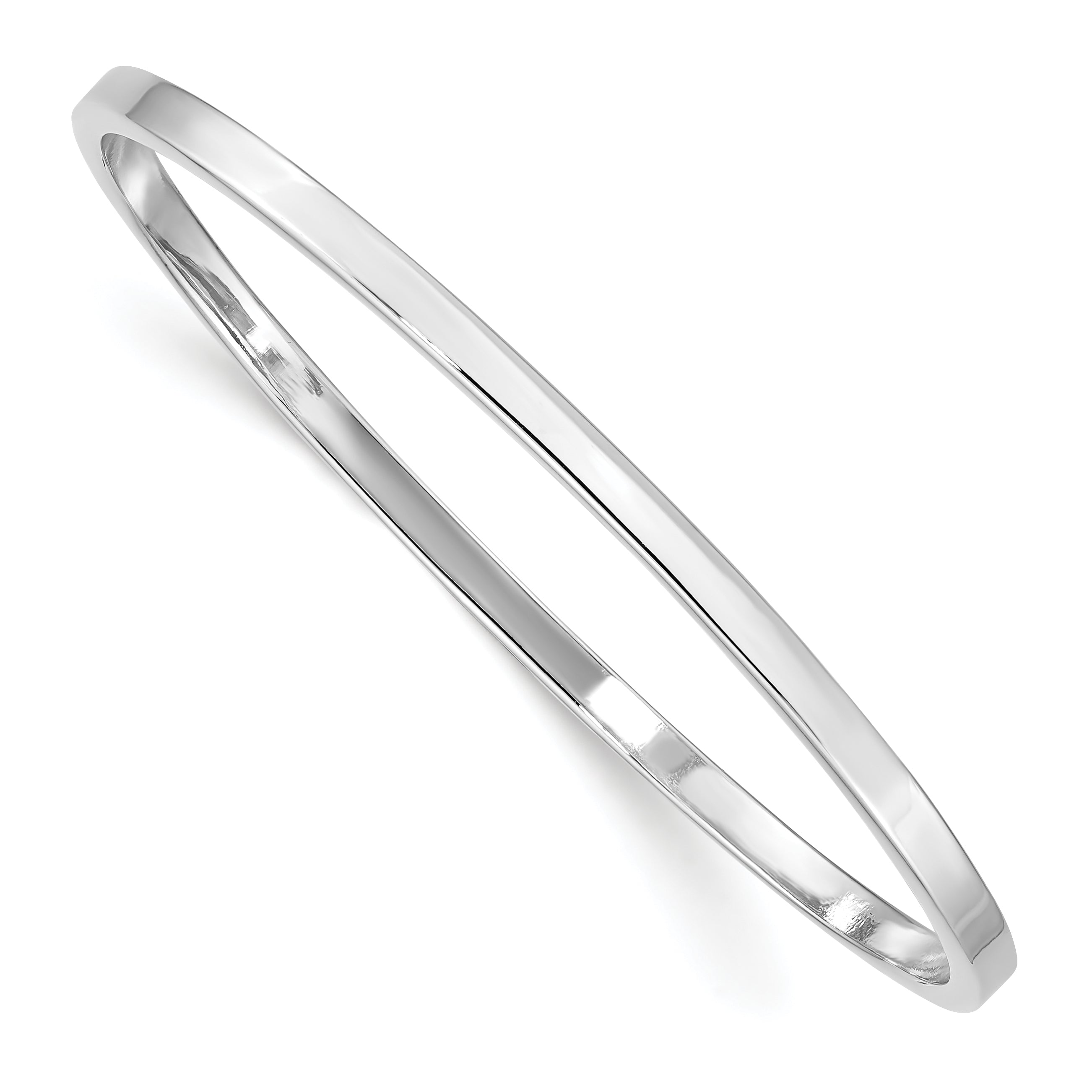 Sterling Silver Rh-Plated Polished 3mm Slip On Children'S Bangle Bracelet
