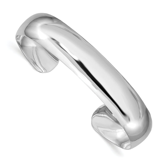 Sterling Silver Rhod-Plated Polished & Domed 6mm Children'S Cuff Bangle
