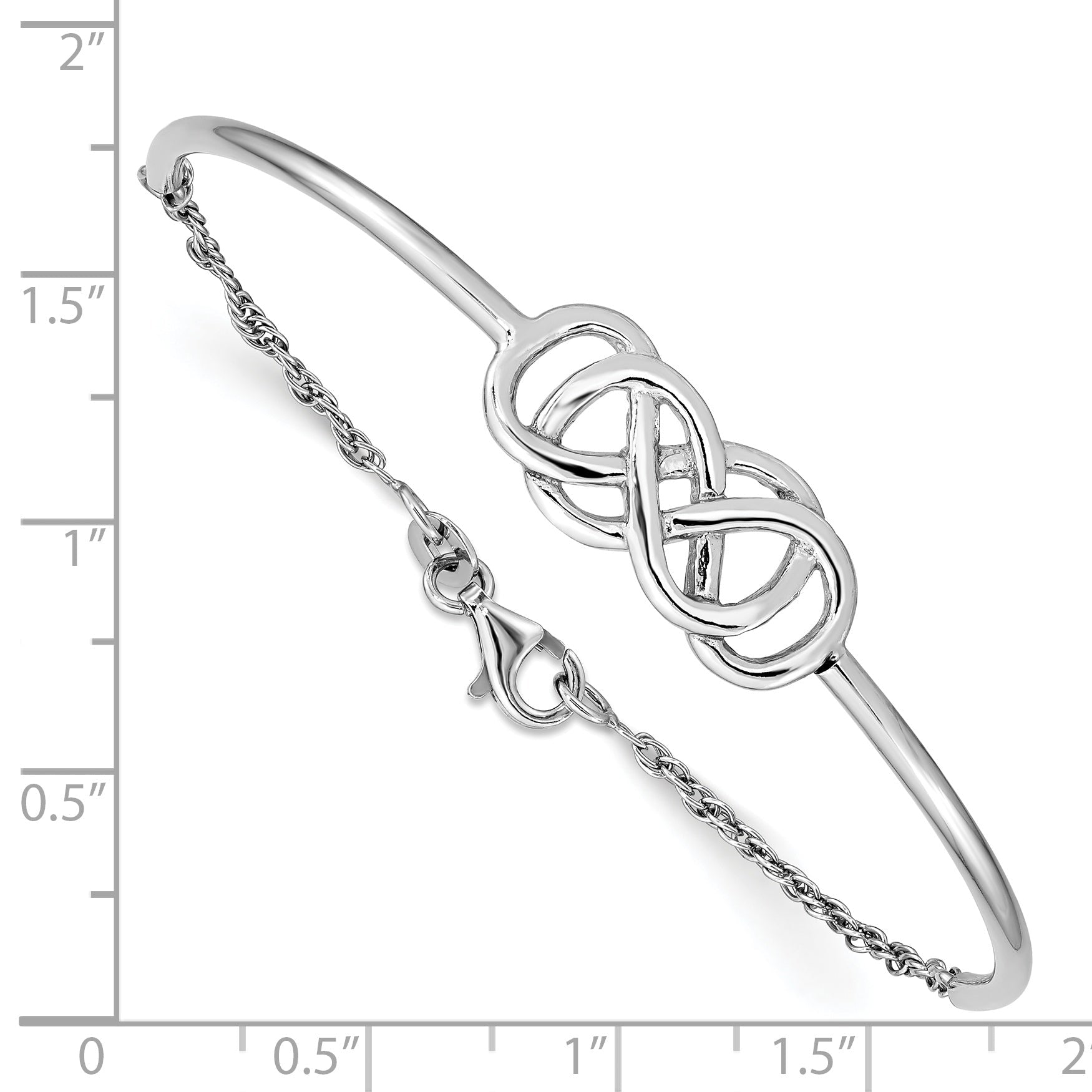 Sterling Silver Rhodium-Plated Double Infinity Symbol Bangle Bracelet
