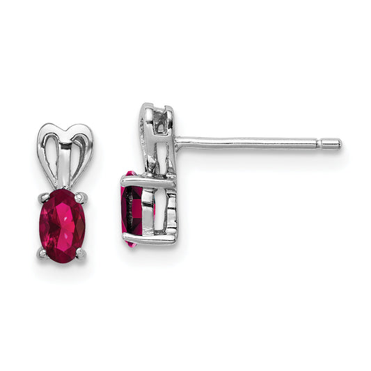 Sterling Silver Rhodium-Plated Created Ruby Earrings