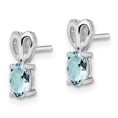 Sterling Silver Rhodium-Plated Aquamarine Earrings