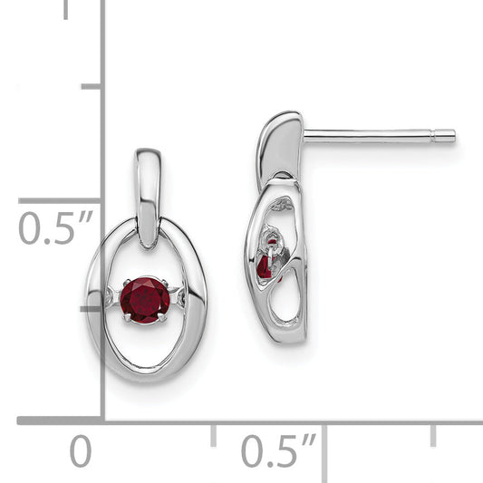 Sterling Silver Rhodium Plated Lab Created Ruby Birthstone Vibrant Earrings