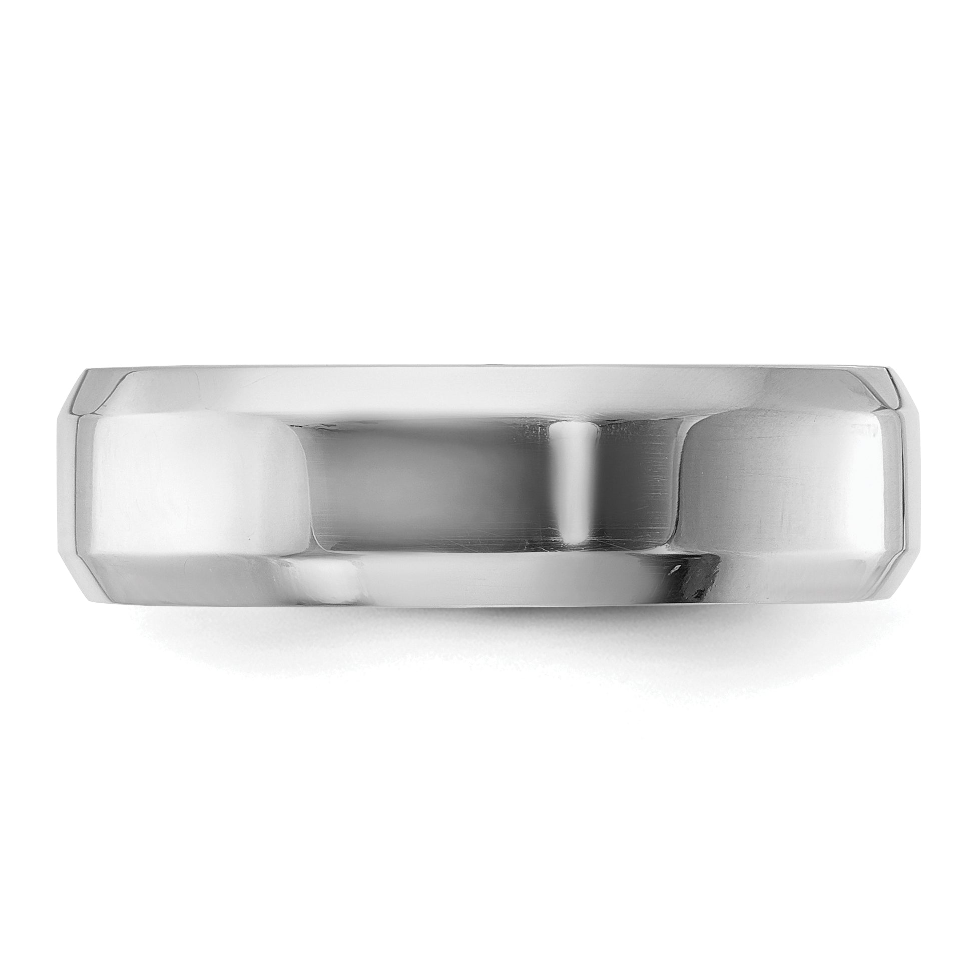 Sterling Silver Rhodium-Plated 6mm Bevel Edge Size 5 Band