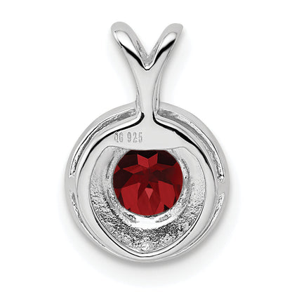 Sterling Silver Rhodium Plated Lab Created Ruby And .010 Ctw Diamond Halo Pendant