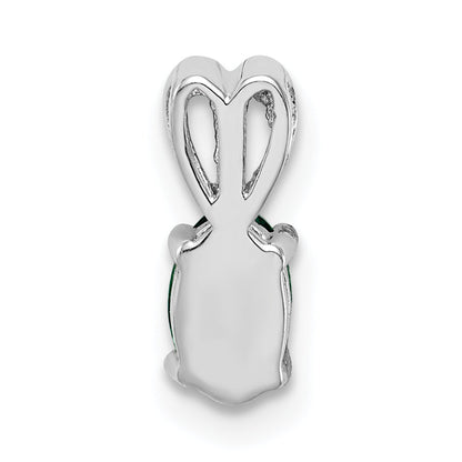 Sterling Silver Rhodium-Plated Created Emerald Pendant
