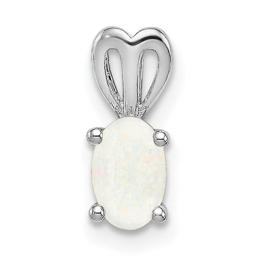 Sterling Silver Rhodium-Plated Created Opal Pendant