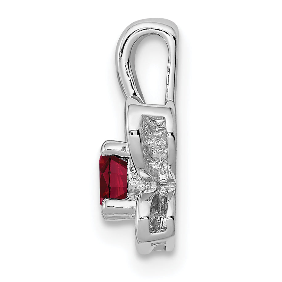 Sterling Silver Rhodium-Plated Created Ruby Pendant