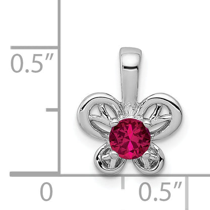 Sterling Silver Rhodium-Plated Created Ruby Pendant
