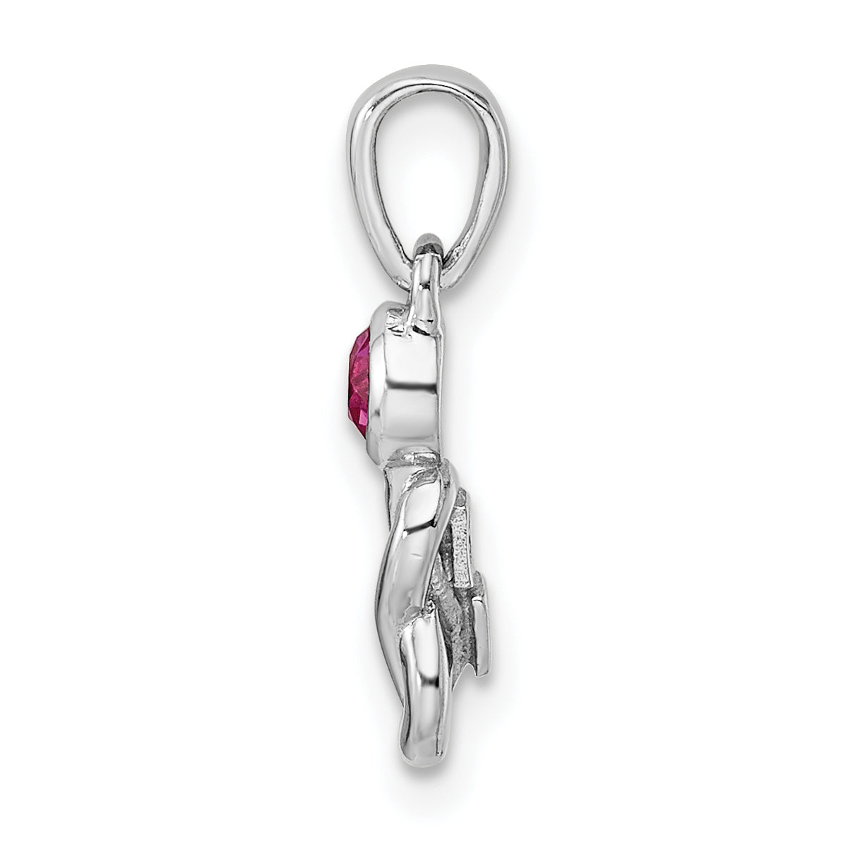 Sterling Silver Rh-Plated Polished Created Ruby Infinity Birthstone Pendant