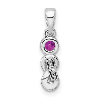 Sterling Silver Rh-Plated Polished Created Ruby Infinity Birthstone Pendant
