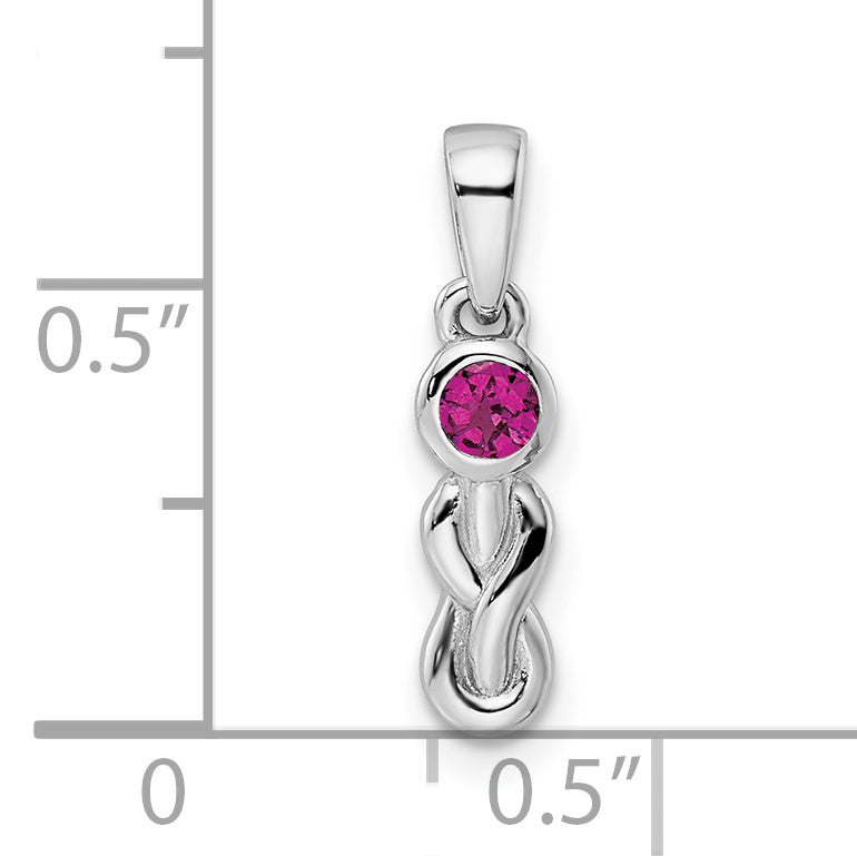 Sterling Silver Rhodium-Plated Rhodolite Garnet Infinity Birthstone Pendant