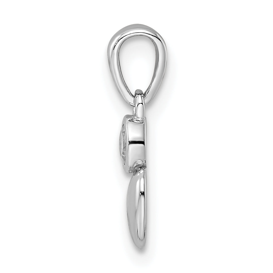 Sterling Silver Rhodium-Plated Polished White Topaz Heart Pendant