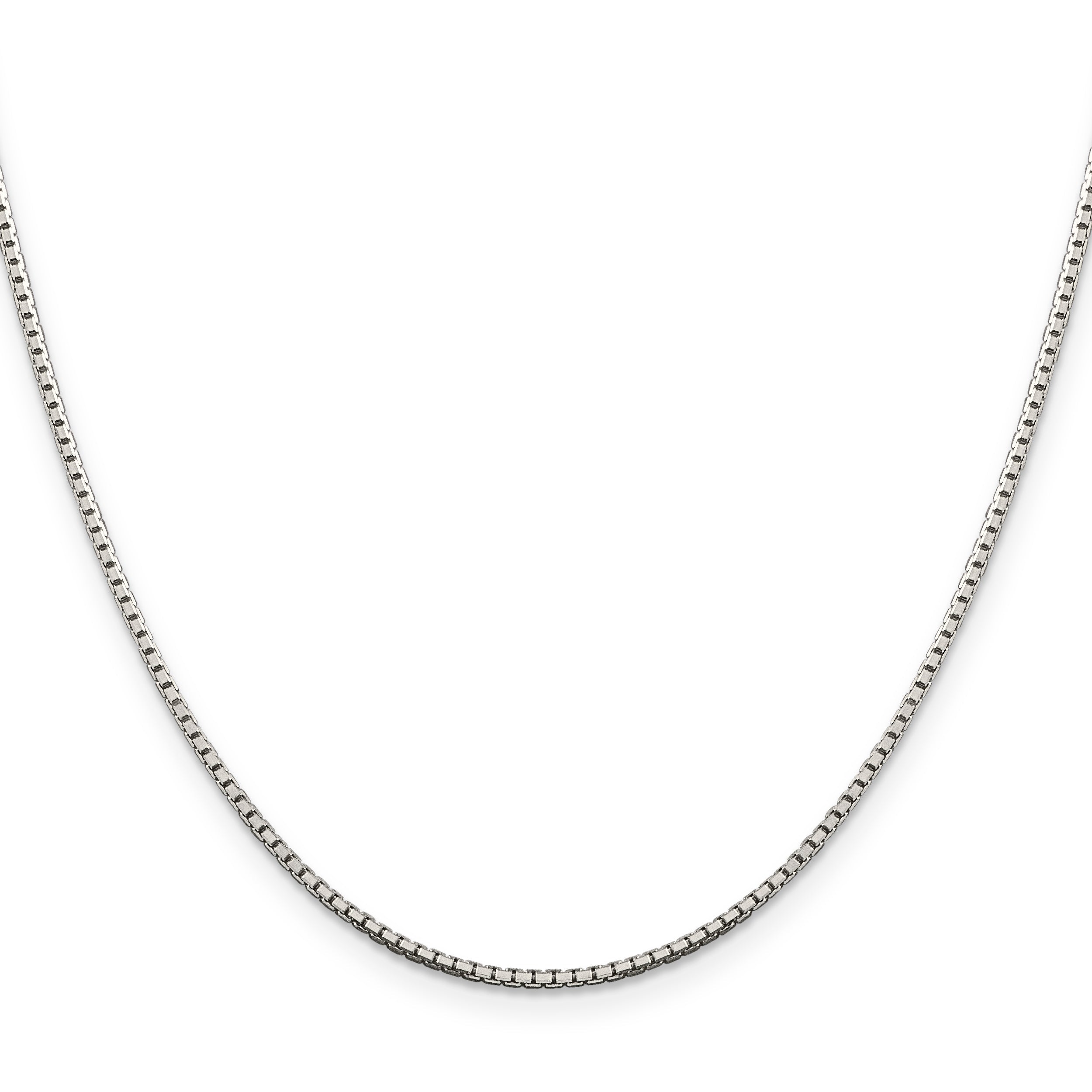 28 Inch Sterling Silver 1.5mm 8 Sided Diamond-Cut Box Chain Necklace