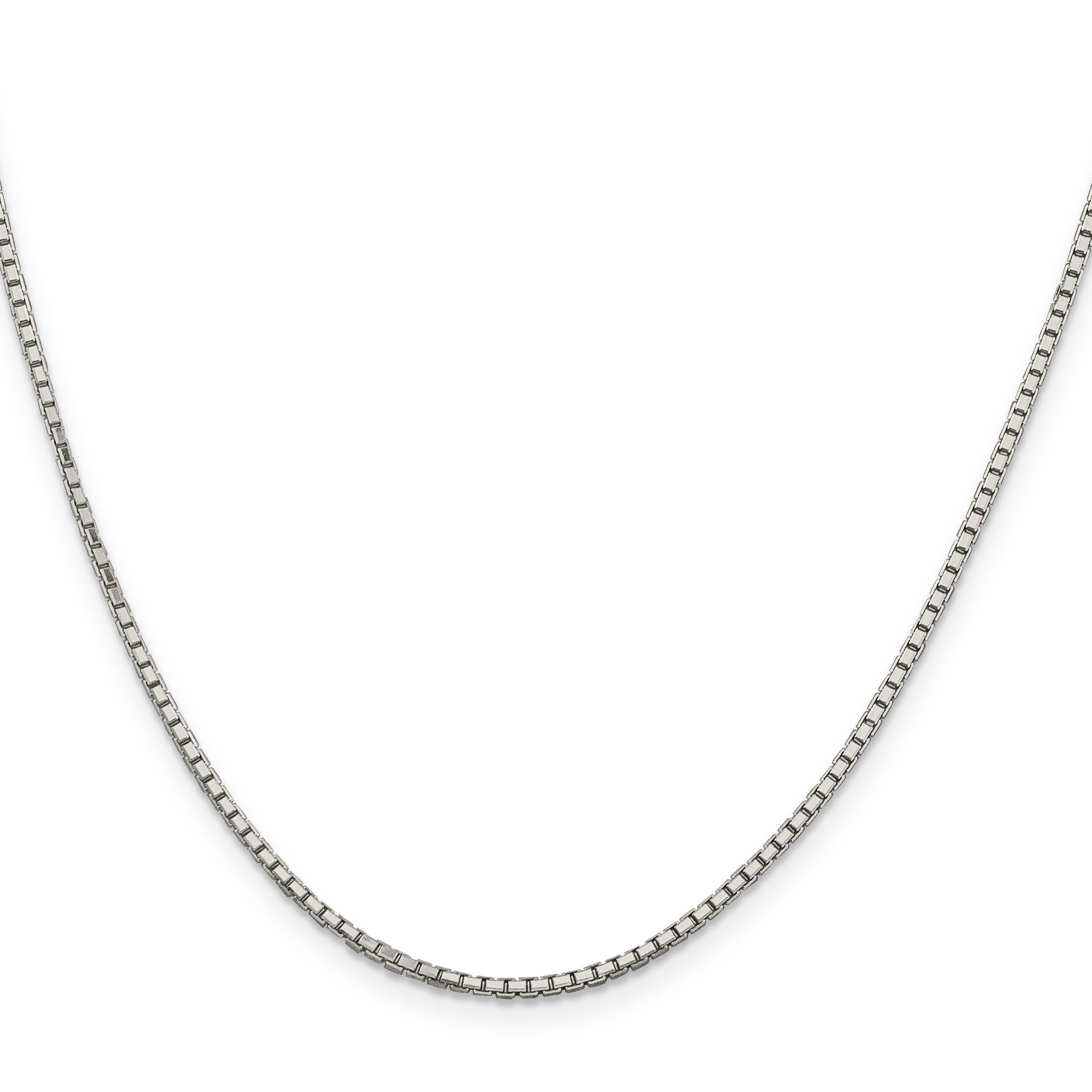 Sterling Silver Rhodium-Plated 1.7mm 8 Sided D/C Mirror Box Chain Necklace