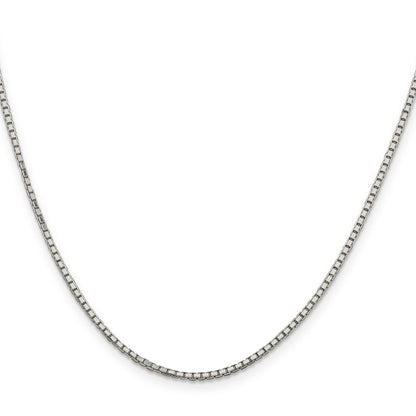 Sterling Silver Rhodium-Plated 1.7mm 8 Sided D/C Mirror Box Chain Necklace
