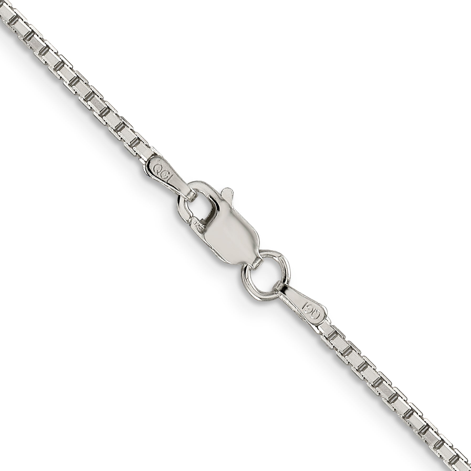 Sterling Silver Rhodium-Plated 1.7mm 8 Sided D/C Mirror Box Chain Necklace